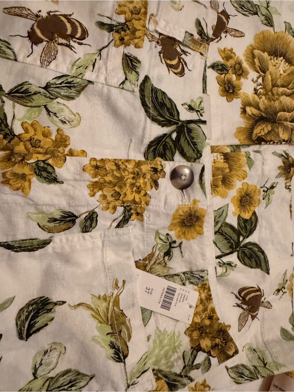 New- Mauve White Wide-Leg Pants with Yellow Floral Print - Picture 6 of 7